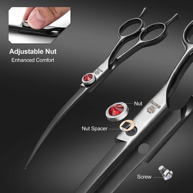 GLADOG 7 Inch Professional Dog Grooming Scissors Kit, 5-in-1 Titanium