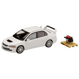 HJ64 1/64 Mitsubishi Lancer Evolution 9 with GSR Engine Display Model White Solid Finished Product