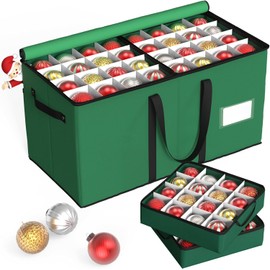 Christmas Ornament Storage Box Store 128-3" Ornaments, Ornament Organizer Storage box with Dual Zipper Visual Cover & Adjustable Dividers, Holiday Decor Storage Container with 8 Trays, 600D/Tear-Proof
