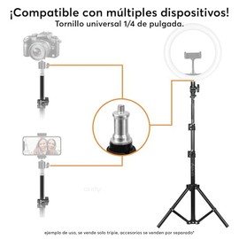 Archy Tripie de hasta 2 Metros Resistente para Aro de Luz Camara Fotografica (No Incluido) Desde 1 Metro hasta 2 Metros de Altura Tornillo de 1/4 (Tripiearo)