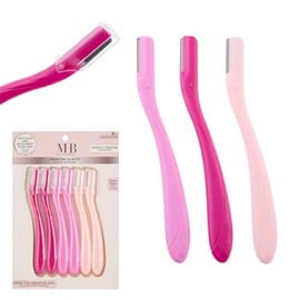 Juego de 6 maquinillas de afeitar dermaplaning rosadas – Maquinillas de afeitar faciales y corporales desechables de fácil agarre | Moldeador de cejas