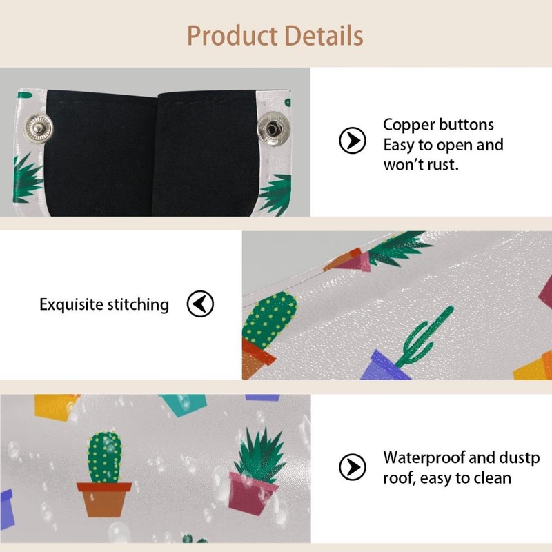 2 Pack Tissue Box Cover Holder, Cactus Flowers Rectangle Leather
