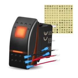 5P ON-Off SPST Rocker Toggle Switch 12V/24V with Sticker and Jumper Wire for Marine Boat Car Trucks RVS Auto Moto (1PCS 5P ON-Off Amber)