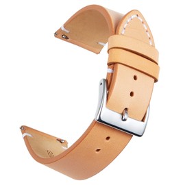 BINLUN Leather Watch Band Replacement Quick Release Genuine Leather Watch Straps 12mm 14mm 16mm 18mm 20mm 22mm or 24mm for Men and Women Black/Brown/Light Brown/Orange (Orange, 18mm)