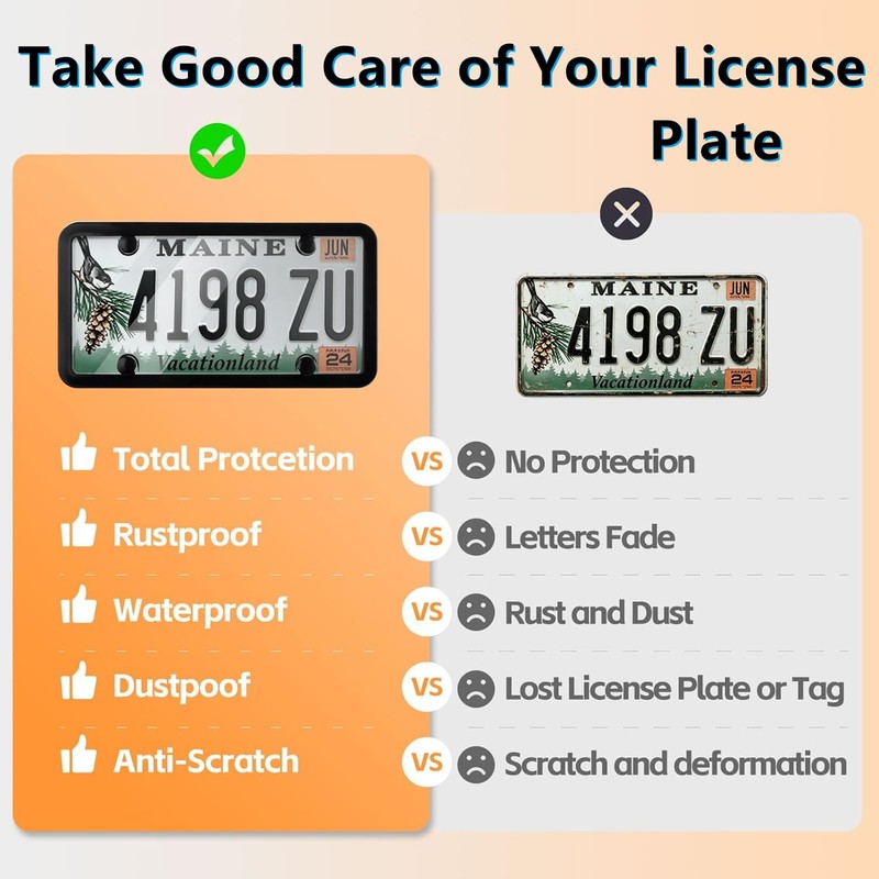Ettonsun License Plate Cover & Frames, 2 Pack Clear License