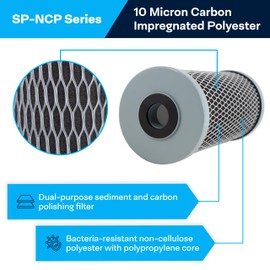 SpiroPure SP-NCP-BB 10x4.5 10 Micron Dual Purpose Sediment and Carbon Water Filter Cartridge NCP-BB 155398-43 (Case of 8)