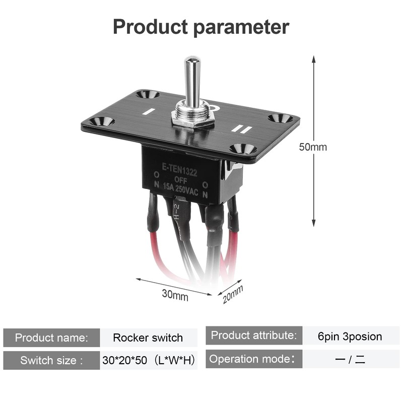 GUETNEU Button Switch Rocker Switch Toggle Switch Six Pin Three