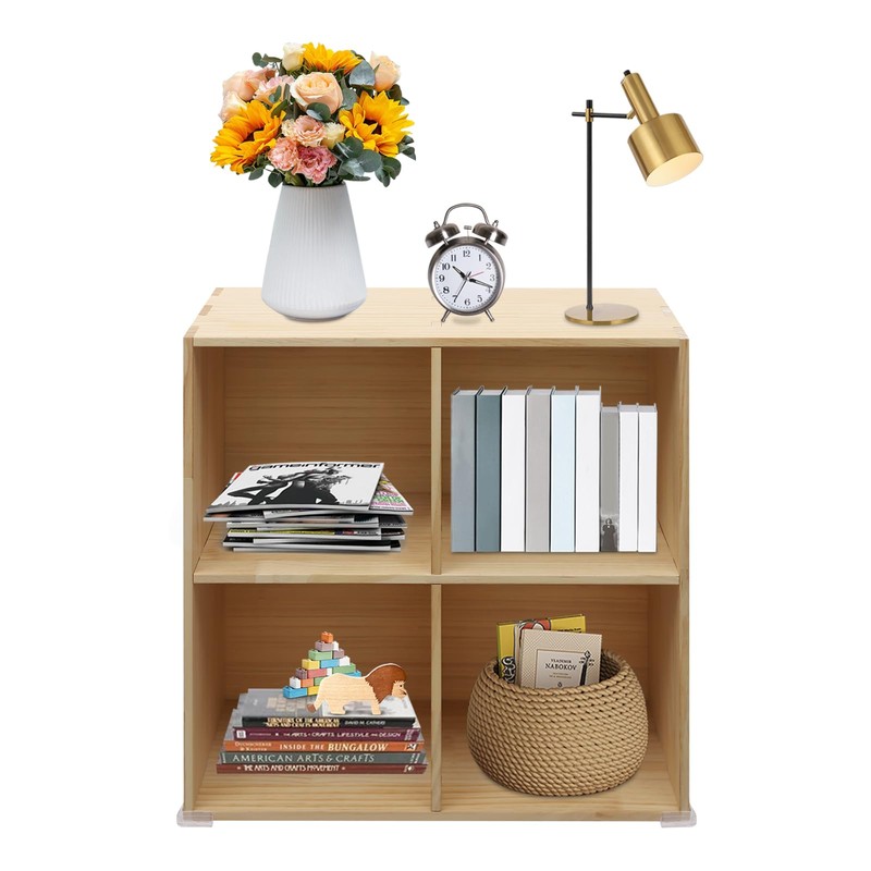 Flhonudi Cube Storage Bookshelf Wooden Storage Open Bookshelf, Multipurpose Display
