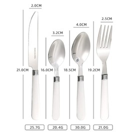 White Silverware Set for 6 Durable Stainless Steel Flatware Set 24 Piece Cutlery Tableware Utensils White Handle (ABS) Set Include Teaspoons Knives Forks and Spoons for Home Kitchen Christmas