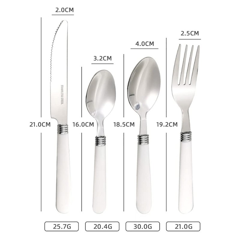 White Silverware Set for 6 Durable Stainless Steel Flatware Set