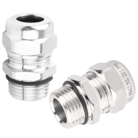 2 Pcs 1/2" NPT Stainless Steel Waterproof Cable Gland, IP68 Waterproof Adjustable Cable Glands, Strain Relief Cord Grip Connectors with Gaskets and Locknut for 6-12mm Cable Diameter