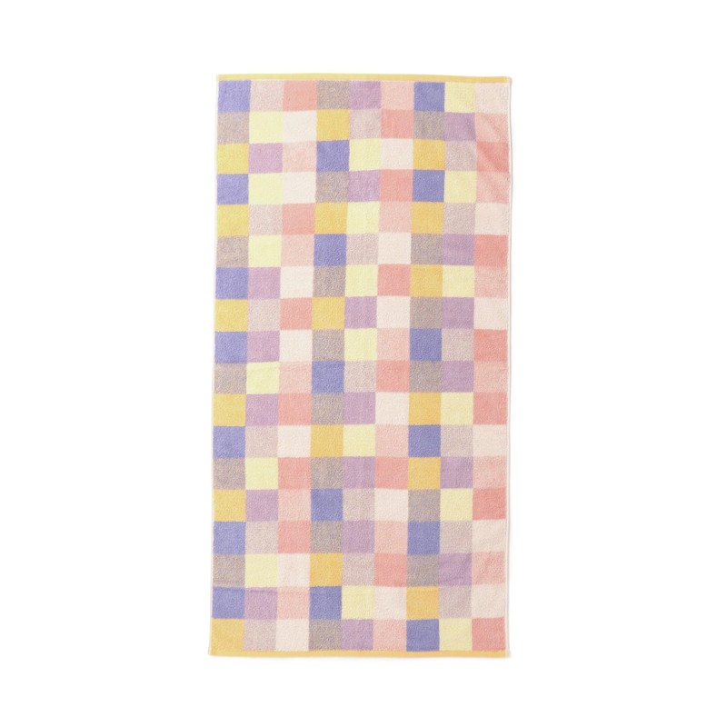 Francfranc Antibacterial Deodorizing Mixed Checkered Bath Towel, Yellow, Checkered Pattern,