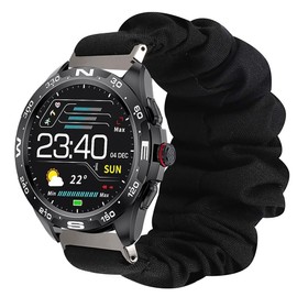 LIGE Smartwatch Band, Lamshaw 20mm/22mm Fabric Elastic Scrunchie Watch Band for Women, Cute Replacement Straps Compatible With Men's Smart Watch-BW327, BW00220A (20mm, Black)