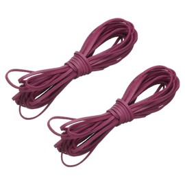 sourcing map 2 Pcs Faux Suede Leather Cord, 5.5 Yards 2.6mm Flat Thin Leather Laces Strips, Craft Braiding String for Bracelet Jewelry Making Handbag Shoelace DIY Crafts, Dark Rose
