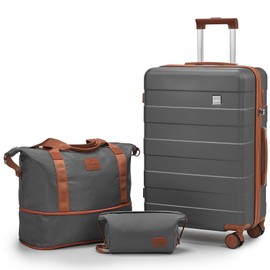 imiomo 3 Piece Luggage Sets,Suitcase with Spinner Wheels,Luggage Set Clearance for Women, Lightweight Rolling Hardside Travel Luggage with TSA Lock (Checked Luggage 24IN, Grey)