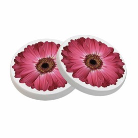 oFloral Purplish Red Flowers Coasters for Drinks Daisy Gerbera Bloom Vigorously Cups Place Mats for Home Decor Set of 2, 4 Inch