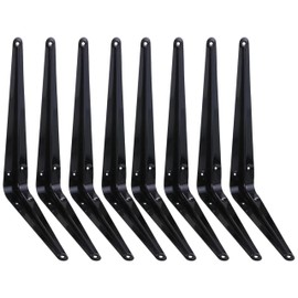 ELSKER&HOME 8 Pack Shelf Brackets 10 Inch, Floating Shelf Bracket for Wood, Black Metal L Bracket for Shelves Support, Wall Mount Corner Brace