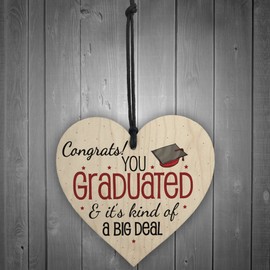 RED OCEAN Big Deal Graduation Wooden Heart Keepsake Gift For Her Congratulations Message Party Decoration