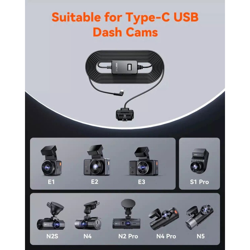 Vantrue Voltage Display OBD Cable for N4, N4 PRO, N5,