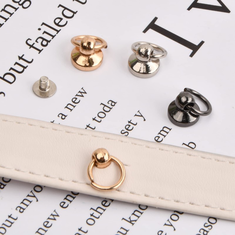 Laughhe 30 Pieces Rivet Stud with Ring 3 Colours Round