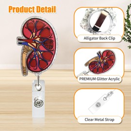 Funny Nurse Badge Reel Anatomical Organs Badge Reels Retractable Badge Holders with ID Clip Anatomy Surgery Organ Lung Kidney Uterus Heart Brain Flowers Cute for RN Nurse Doctor Student Nursing 6PCS