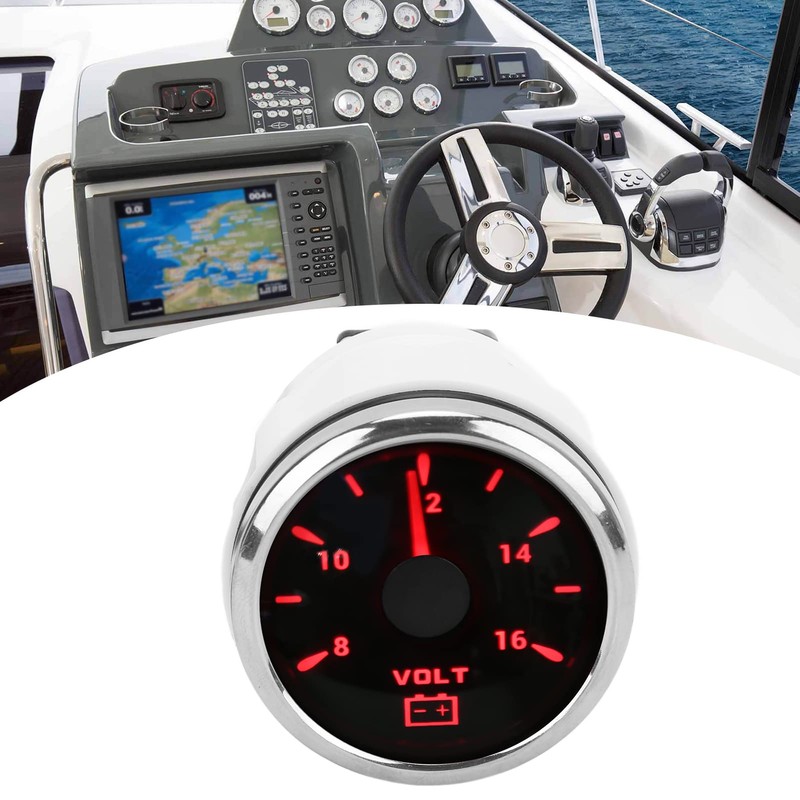 Boat Voltmeter, 52 mm Marine Voltmeter 8-16 V Pointer 7
