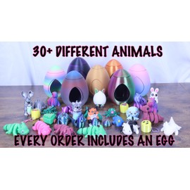 3D Printed Mystery Animal Fidget Pack, 10 Pieces, Fun and Unique Articulated Designs with Revolving Egg Easter