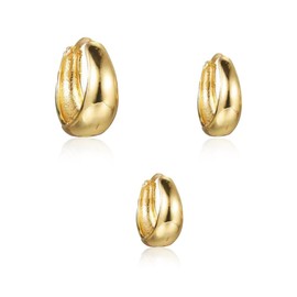 Small Gold Hoop Earrings Set for Women,Chris.W 14K Gold Plated Square Hoop Earrings Cubic Zirconia Stud Earrings Lightweight Hypoallergenic Earrings for Thanksgiving Women Girls Trendy Jewelry Gifts (4)