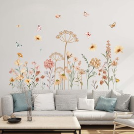 Boho Flower Wall Stickers for Girls: Nursery Baby Room Peel and Stick Removable Wall Decals for - Ages 1-12 Years Vinyl Wall Decor