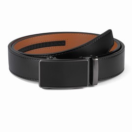 VRLEGEND Belts for Men Belt Leather Ratchet Belts Automatic Adjustable 1 3/8" for Business Formal Suit Dress Pants Casual Jeans (Black-22165, Adjustable for 48"-52" Waist)