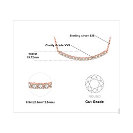 JewelryPalace Round Cut Cubic Zirconia Collar ID Pendant Necklace for Women, 14k Rose Gold Plated 925 Sterling Silver Bar Necklaces for Her, Anniversary CZ Jewellery GIft 18 Inches Chain