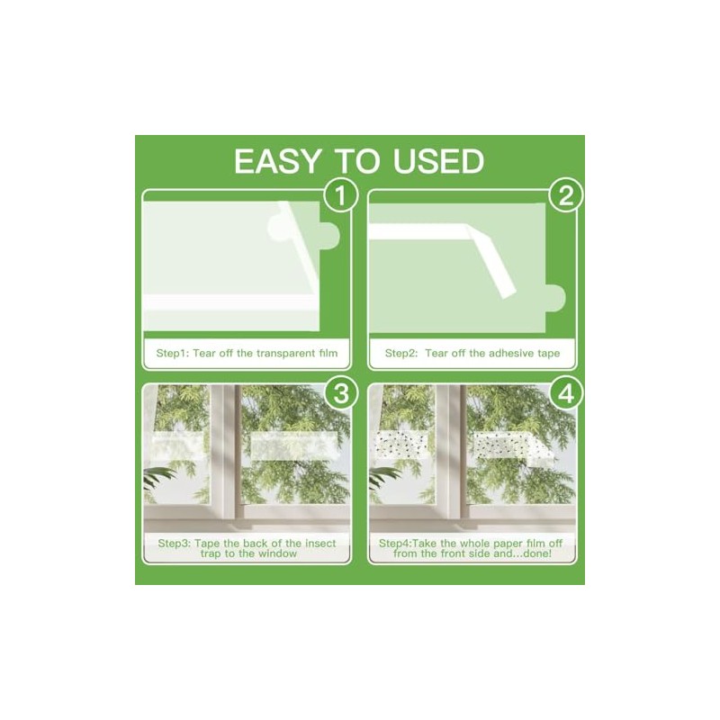 60 Pack Window Fly Traps, Clear Sticky Insect Catchers for