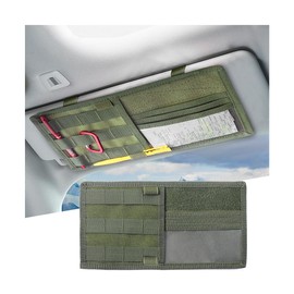 zipelo Car Sun Visor Organizer, Tactical Visor Panel Storage Pouch Holder, Nylon Sunshade Pocket with Velcro Strap for Pen Card Sunglasses, Universal Interior Accessories for Car Truck SUV (Green)