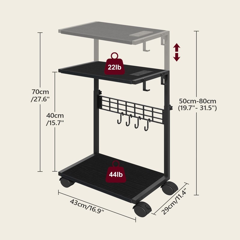 ZIIWIND PC Stand, Height Adjustable Computer Tower Stand, 19.7"-31.5" H,