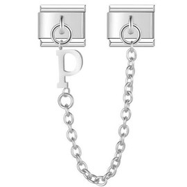 P Initial Letter Name Alphabet Safety Chain Silver 9mm Italian Charm Compatible With Nomination Bracelet
