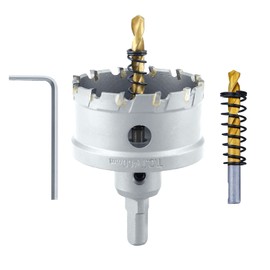 Luomorgo 2-3/8" 60mm TCT Carbide Hole Saw Tungsten Carbide Tipped Hole Cutter with 2 Pcs Titanium-Plated Pilot Drill Bit for Metal Iron Steel Wood Plastic