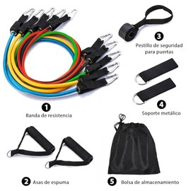 Set de Bandas de Resistencia para Yoga 11PCS, Ligas Elásticas Multifuncionales con Asas, Correas para Tobillo, Anclaje de Puerta y Bolsa para Ejercici