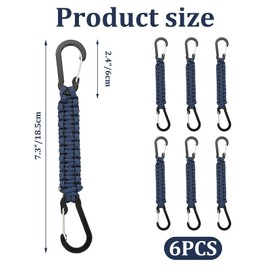 6 Pack Paracord Keychain with Carabiner Clips, Braided D Ring Lanyard Key Chain for Water Bottle Backpack Men Women, Ideal for Outdoor Hiking, Fishing