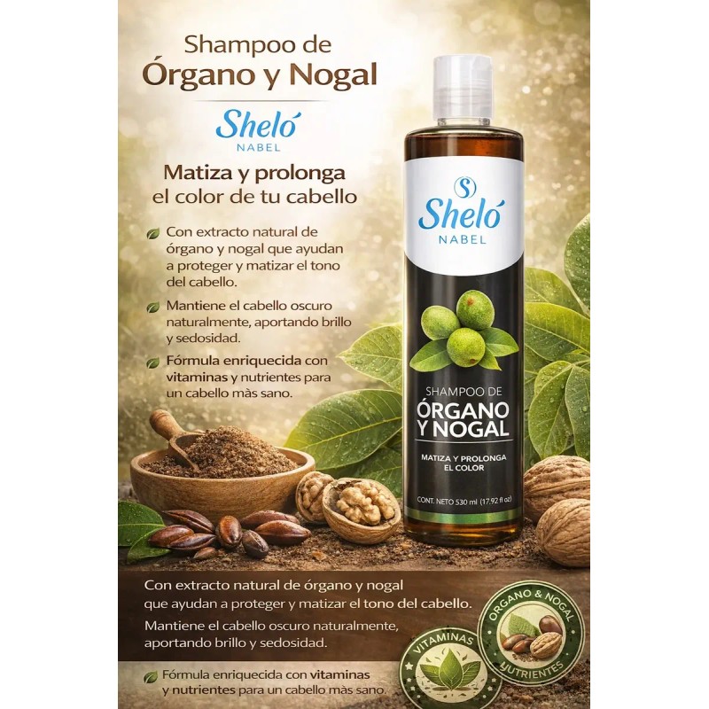Shampoo Órgano Nogal 950ml Matiza Color Shelo Nabel