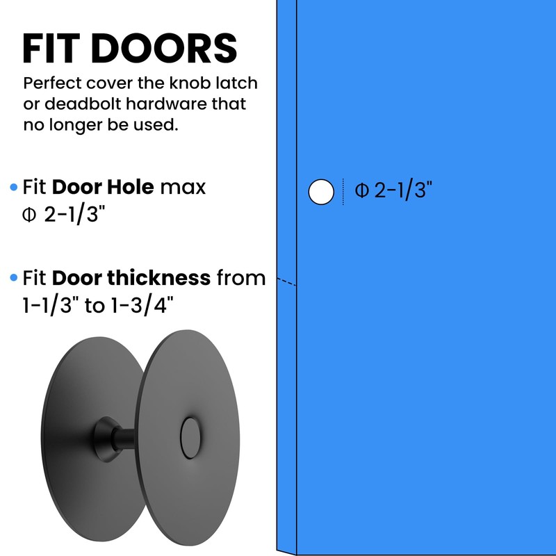MILYARD 2 Pcs 2-5/8" Diameter Door Hole Cover Plate, Round