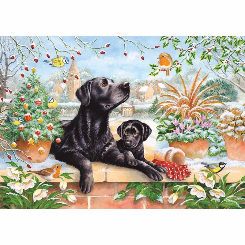 Otter House Christmas Lab & Pup Jigsaw Puzzle (1000 Pieces)