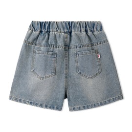 Rolanko Girls' Jeans Shorts, Elastic Waistband, Summer Ripped Hot Short Jeans with Pockets for Children, butterfly, 13-14 years