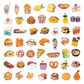 BEATRI Cute Food Stickers 50Pcs Food Sticker Waterproof Vinyl for Water Bottles Laptops Decorative Phone Guitar Decals for Kids Teens Adults