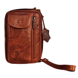 Leather Wrist Bag for Unisex Made of Cowhide Leather 21- (147A) Men's Bag Genuine Leather Bag, Cognac