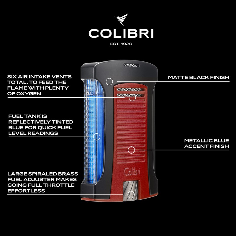 Colibri Daytona Windproof Butane Torch Lighter: Adjustable Flame, Refillable Single-Jet