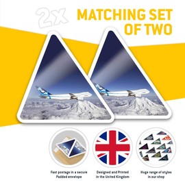 2 x Triangle Stickers 7.5cm - Boeing 747 Mountains Ski Holiday Fun Decals for Laptops,Tablets,Luggage,Scrap Booking,Fridges #44414
