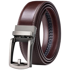 Alphyly Brown Leather Mens Belt for Dress and Golf, Length110cm
