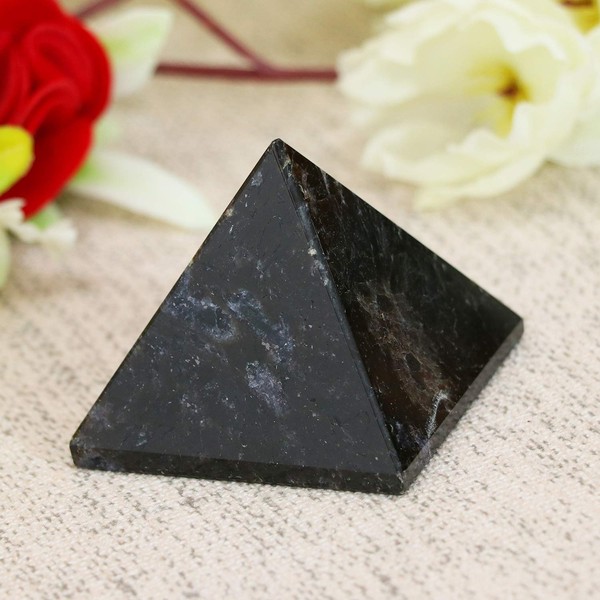 Healing Crystal Blue Iolite Pyramid Metaphysical Stone Pyramid, Stone Figurine for Home Decor, car Dashboard Decor, Paperweight, Feng Shui Good Luck Gemstone Pyramid Size 1.5-2" app.