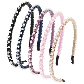 BOFUNX 5 Stücke Damen Haarreif Perlen Haarband Strasssteine Stirnbänder Trachten Dünn Haarreif Dirndl Haarschmuck für Oktoberfest Party Alltag