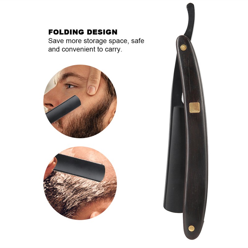 Sandalwood Handle Vintage Straight Manual Razor Holder Stainless Steel Beard